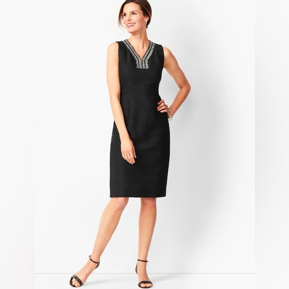 Talbots Black Tweed Fringe Shift Dress in Size 12 - Picture 1 of 12